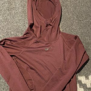 Nike pro hyper warm winter running technical long sleeve-deep red/maroon